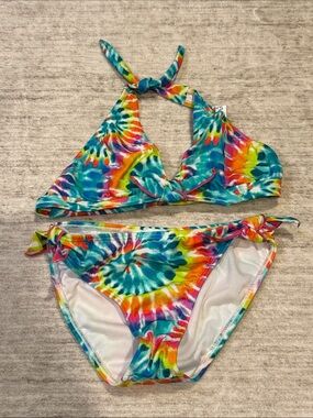 NWT bikini Girls Tie-Dye Two-Piece Halter Bikini - Multicolor size ten